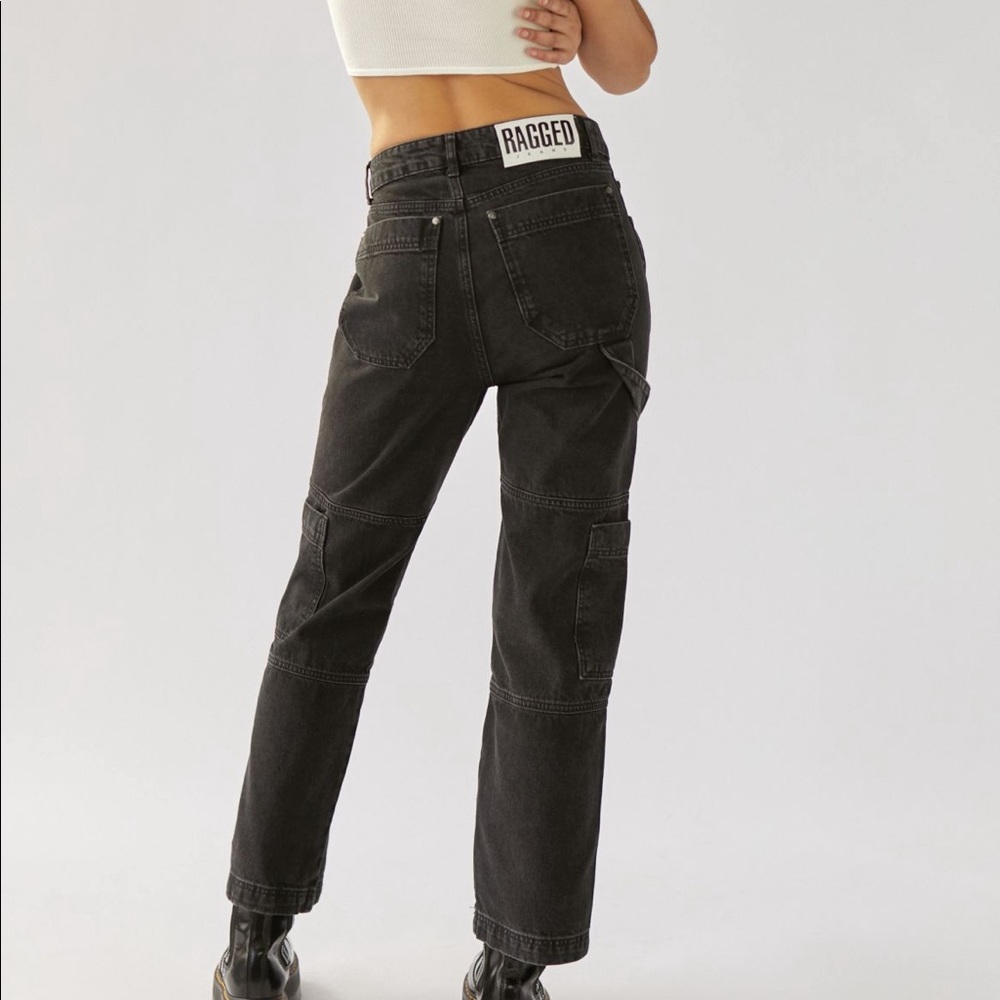 Ragged Priest free people black combat cargo jeans, size 26